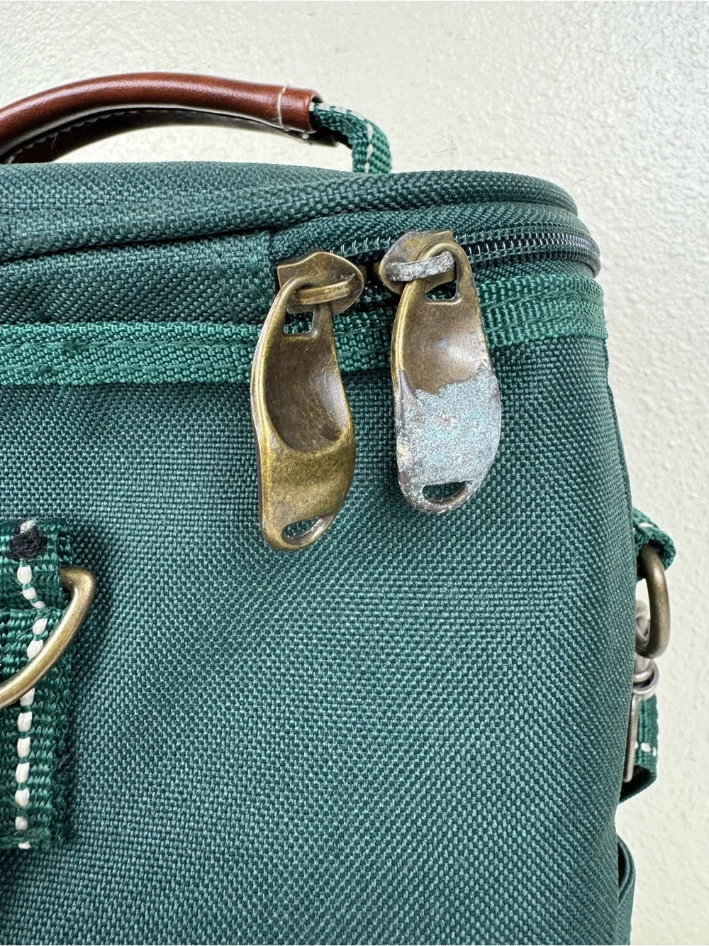 Insulated Wine Beer Bottle Carrier Cooler Tote Bag Golf Picnic 90s Green Vintage